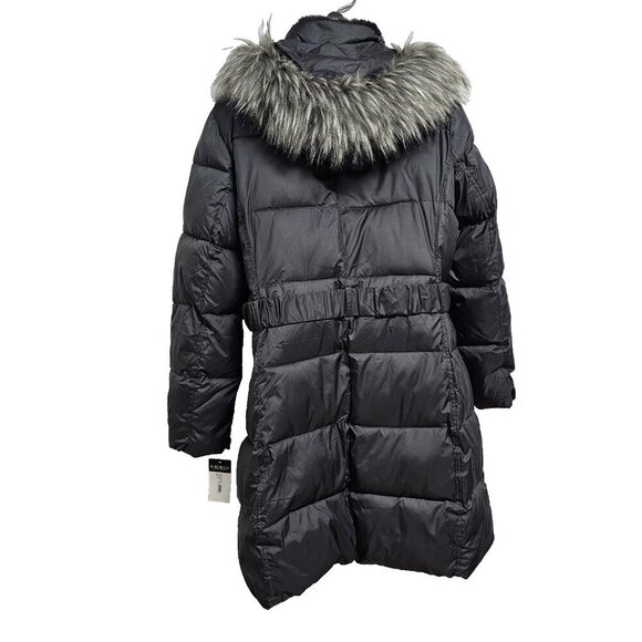 Ralph Lauren Faux-Fur-Trimmed Hooded Puffer Coat Women Size XL Charcoal - Picture 4 of 13